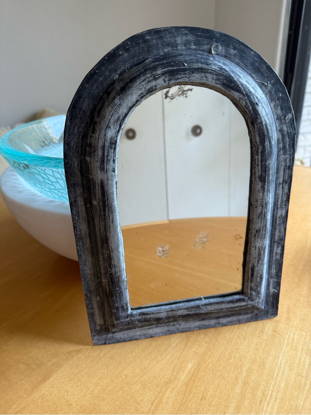Distressed Black Arched mini Mirror 12X9 Home Wall Decor pier 1 imports brand